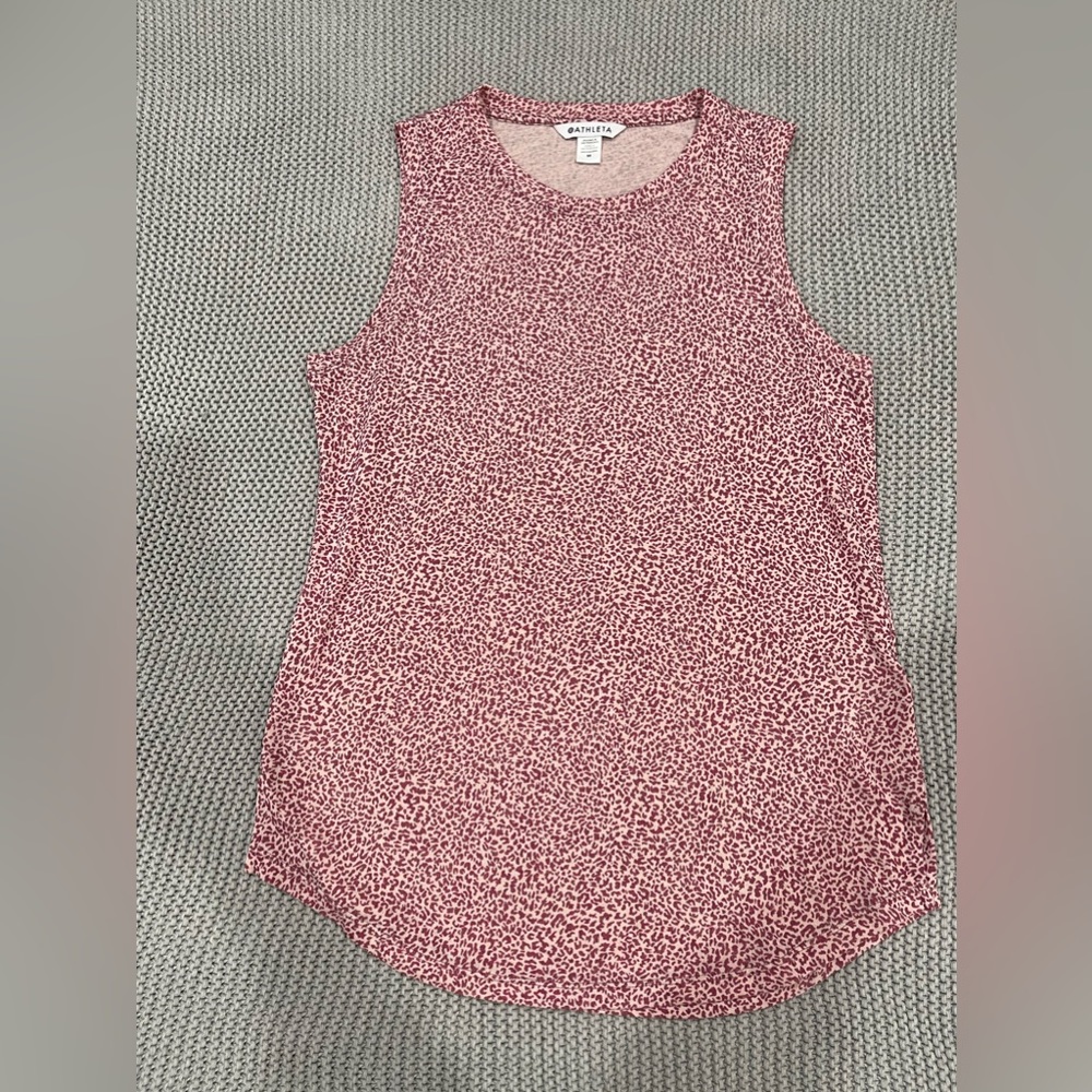 LIKE NEW Athleta Leopard Print Pink Tank Top